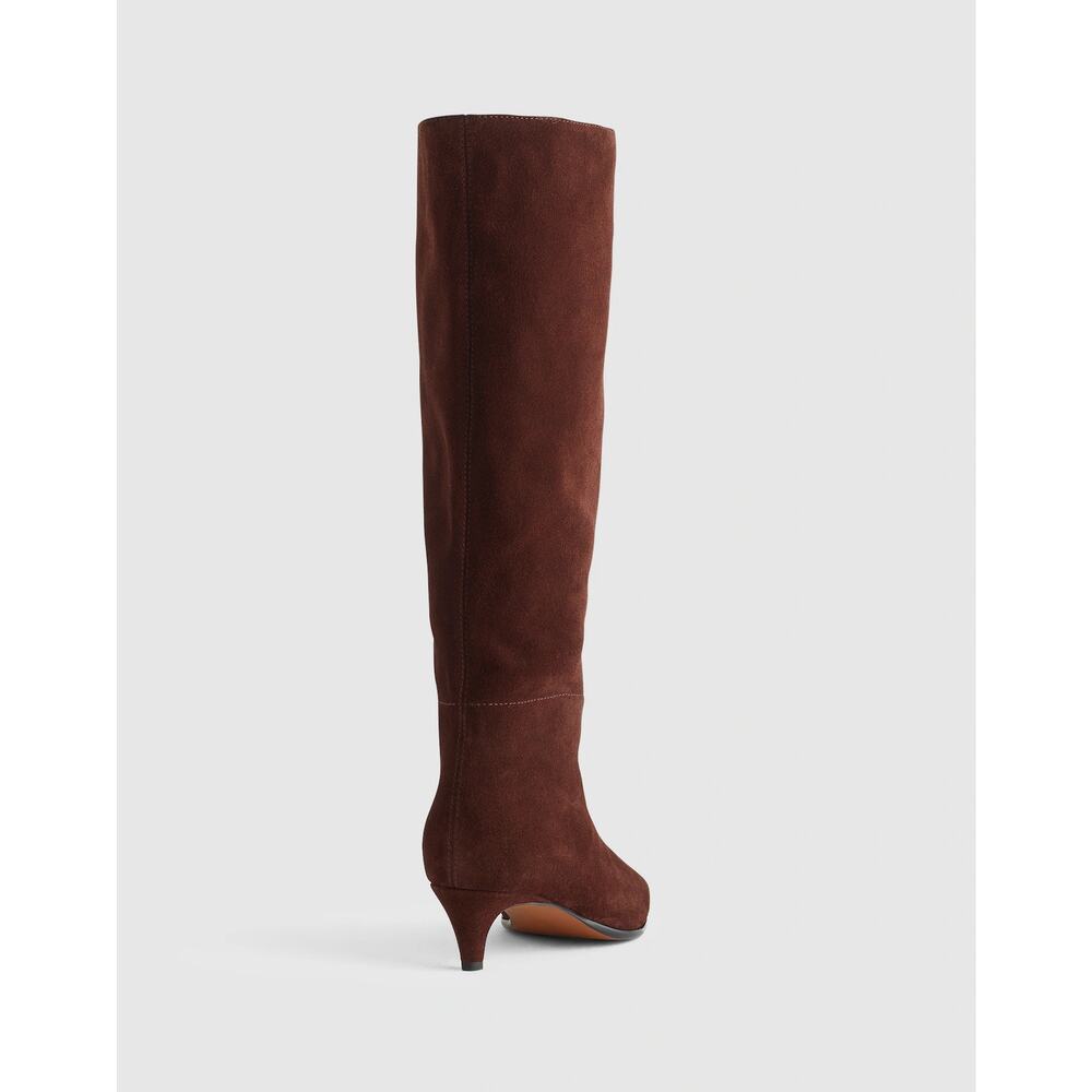 Madewell Women's The Emilie Tall Boot Suede Leather Chocolate Raisin Size 9 NWOB - Picture 2 of 12